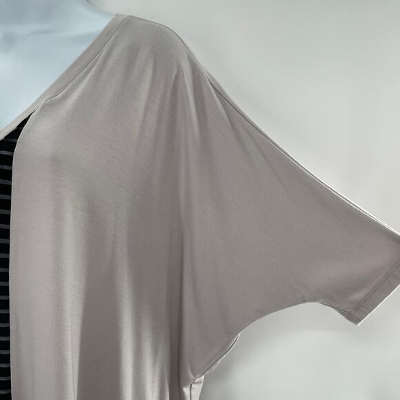 SUKI + SOLAINE Gray Dolman Sleeve V-Neck Sheer Center Oversize Blouse Top S - Picture 4 of 11